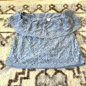 Off the Shoulder Light Blue Blouse